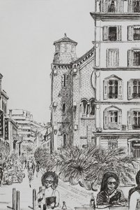 Hotel 5 i Notre Dame Cannes, 2014, (tusz na papierze) autorstwa Vincent Alexander Booth