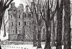 Huntly Castle Scotland, 2007, (tusz na papierze) autorstwa Vincent Alexander Booth