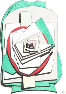 Over, 2017, (kolorowy tusz na papierze)