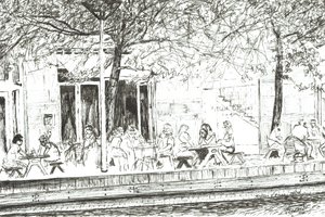 Dzban i Piano bar Manchester, 2005, (tusz na papierze) autorstwa Vincent Alexander Booth