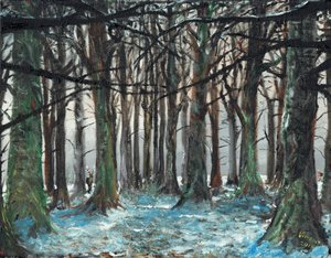 Jeleń i Biegacz Lyme Park, 2016, (olej na płótnie) autorstwa Vincent Alexander Booth