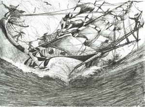 Storm Creators Ocean Arktyczny, 2017, (tusz na papierze) autorstwa Vincent Alexander Booth
