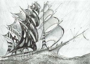 Storm Creators Morze Karaibskie, 2017, (tusz na papierze) autorstwa Vincent Alexander Booth