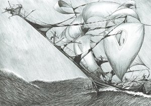 Storm Creators Morze Kaspijskie, 2017, (tusz na papierze) autorstwa Vincent Alexander Booth