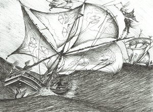 Storm Creators Ocean Indyjski, 2017, (tusz na papierze) autorstwa Vincent Alexander Booth