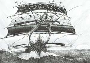 Storm Creators King Haakon VII Sea, 2017, (Atrament na papierze) autorstwa Vincent Alexander Booth