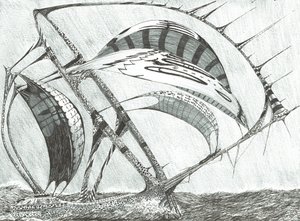 Storm Creators Morze Łaptiewów, 2017, (tusz na papierze) autorstwa Vincent Alexander Booth
