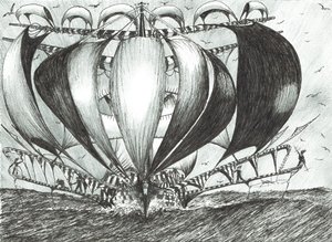 Storm Creators Peczora Sea, 2017, (tusz na papierze) autorstwa Vincent Alexander Booth