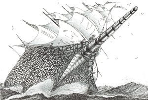 Storm Creators Wellington Strait, 2023 (tusz i ołówek na papierze) autorstwa Vincent Alexander Booth