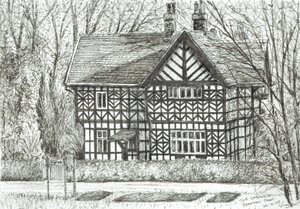 Brama w Bramhall Park, 2007, (tusz na papierze) autorstwa Vincent Alexander Booth