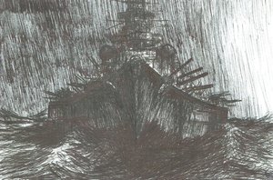 Tirpitz podczas ciężkiej pogody 1942, 2004 autorstwa Vincent Alexander Booth