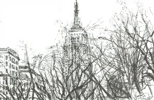 Widok z kawiarni Nowy Jork, 2003, (Tusz na papierze) autorstwa Vincent Alexander Booth