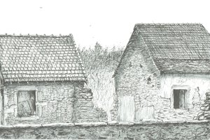 dom przy granicy francusko-szwajcarskiej, 2008; (tusz na papierze) autorstwa Vincent Alexander Booth