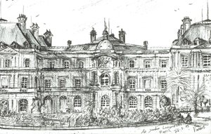 Jardin Luxembourg Paris, 2003, (Tusz na papierze) autorstwa Vincent Alexander Booth