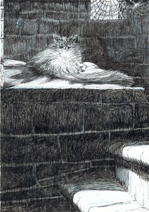 s.21, Zamek w lesie Findhorn, 2006, (tusz na papierze) autorstwa Vincent Alexander Booth