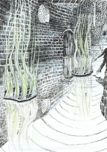 str.29, Zamek w lesie Findhorn, 2006, (tusz na papierze) autorstwa Vincent Alexander Booth