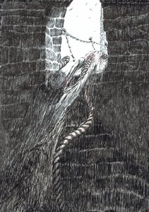 str.33, Zamek w lesie Findhorn, 2006, (tusz na papierze) autorstwa Vincent Alexander Booth