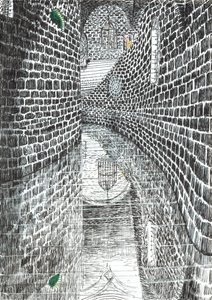 str.35,Zamek w lesie Findhorn, 2006, (tusz na papierze) autorstwa Vincent Alexander Booth
