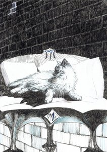 str.52, Zamek w lesie Findhorn, 2006, (tusz na papierze) autorstwa Vincent Alexander Booth