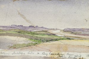Wzgórza Antylopy i Wielka Rzeka Kanadyjska, 1869 (akwarela na papierze) autorstwa Vincent Colyer