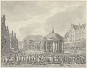 Zaprzysiężone Regulaminu Rządowego na Grote Markt w Haarlemie, 5 września 1787 r. autorstwa Vincent Jansz. van der Vinne (signed by artist)