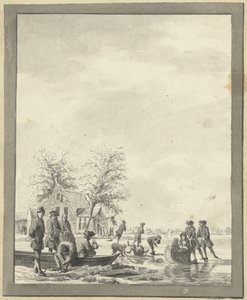 Rozrywka na lodzie na Buiten Spaarne w pobliżu Haarlem w Herberg autorstwa Vincent Jansz. van der Vinne