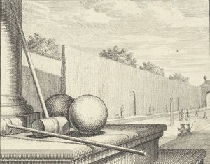 Atrybuty krokieta z graczami krokieta w tle, 1714. autorstwa Vincent Laurensz Vinne van der