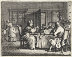 Nauczyciel muzyki z uczniami autorstwa Vincent Laurensz. van der Vinne (II)