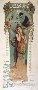 Plakat reklamujący wykonanie wiersza „Messaline” do muzyki wykonanego w Theatre de Monte Carlo w 1898 (kolor lito) autorstwa Vincent Lorant Heilbronn
