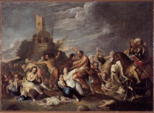 Rzeź niewiniątek Obraz Vincenta Malo (ok. 1600-1650) 1634 Z oratorium San Silvestro, Genes Musei di Strada Nuova (ex Palazzo Bianco) gens autorstwa Vincent Malo