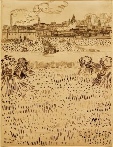 Widok na Arles przez pola kukurydzy autorstwa Vincent van Gogh
