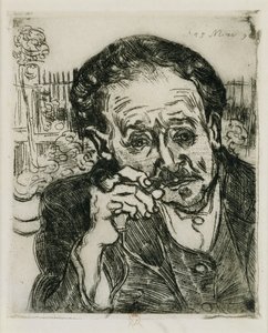 Mężczyzna z fajką: Portret doktora Gacheta; Mężczyzna z fajką: Portret doktora Gacheta, 1890 autorstwa Vincent van Gogh