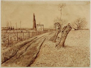 Krajobraz z ścieżką i wierzbami ściętymi autorstwa Vincent van Gogh