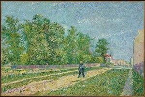Droga na skraju Paryża, rolnik niosący łopatę na ramieniu, 1887 autorstwa Vincent van Gogh