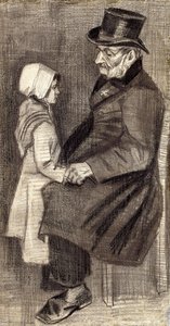 Siedzący mężczyzna z małą dziewczynką; Siedzący mężczyzna z dziewczyną, 1882 autorstwa Vincent van Gogh