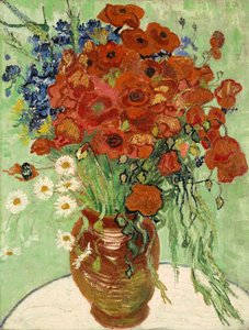 Martwa natura, wazon ze stokrotkami i makami, 1890 autorstwa Vincent van Gogh