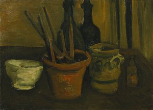 Martwa natura z pędzlami w doniczce; Martwa natura z pędzlami w doniczce, 1884 autorstwa Vincent van Gogh