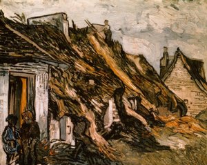 Kryte strzechą chaty w Chaponval autorstwa Vincent van Gogh