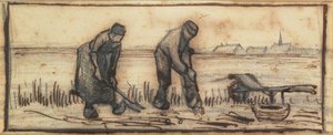 Żniwa ziemniaków, z serii czterech rysunków przedstawiających cztery pory roku (ołówek, długopis i brązowy tusz na papierze) (patrz także 61643-5) autorstwa Vincent van Gogh