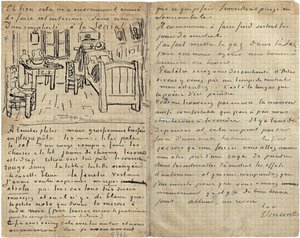 Sypialnia, List do Paula Gauguina z Arles, środa, 17 października 1888 r. autorstwa Vincent van Gogh
