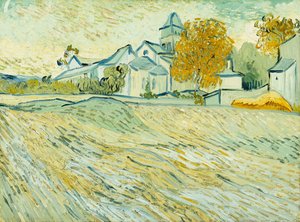 Widok Azylu i Kaplicy Saint-Remy; Widok na azyl i kaplicę Saint-Remy, 1889 autorstwa Vincent van Gogh