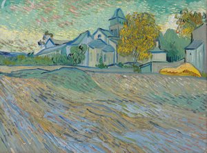 Widok azylu i kaplicy Saint-Rémy, 1889 autorstwa Vincent van Gogh