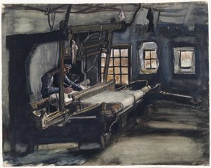 Weaver (tisserand) par Gogh, Vincent, van (1853-1890). Pióro, pędzel, akwarela, tusz indyjski na papierze, wymiary: 35,5x44,6 autorstwa Vincent van Gogh