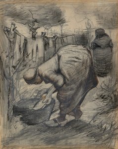 Kobieta przy wannie w ogrodzie autorstwa Vincent van Gogh