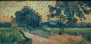Dwie grusze i zamek Auvers (krajobraz w autorstwa Vincent van Gogh