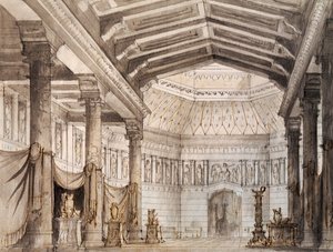 Scenografia: Francesco Bagnara do drugiej sceny opery „Norma” Vincenzo Belliniego (1801-1835), wystawianej w teatrze La Fenice w Wenecji