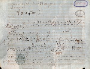 Strona z nutami do Pirat, opera Vincenzo Bellini