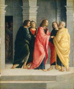 Chrystus pouczający Piotra i Jana, aby przygotowali się do Paschy, 1504. autorstwa Vincenzo Civerchio