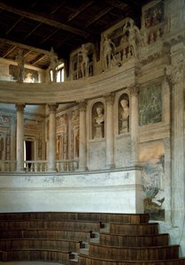 Architektura renesansowa: widok na Teatr Olimpijski (teatro olimpico) zaprojektowany przez architekta Vincenzo Scamozzi (1552-1616) 1588-1590 Sabbioneta, Włochy autorstwa Vincenzo Scamozzi