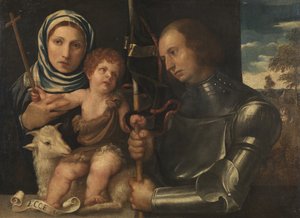 Niemowlę święty Jan z kobietą i świętym wojownikiem, 1510-20 autorstwa Vincenzo di Biagio Catena